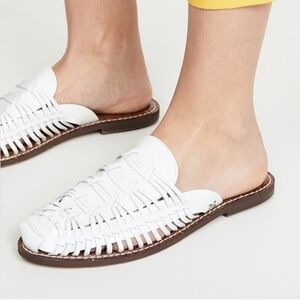 Women's White Leather Slip-On Sandals Loafer